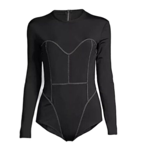Mara Hoffman Lido NWT Nero Black One Piece Rashguard Swimsuit Size M - Picture 2 of 16